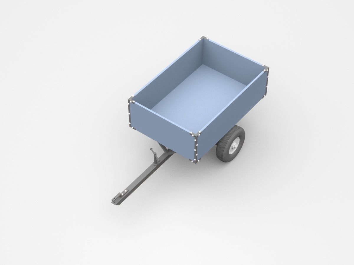 Industrial Trailer On Wheels 3D model_1