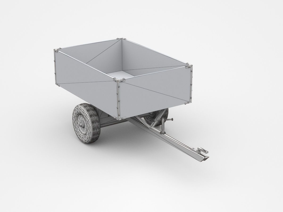 Industrial Trailer On Wheels 3D model_4