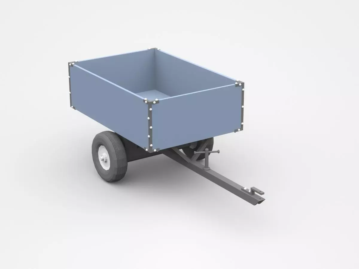 Industrial Trailer On Wheels 3D model_0
