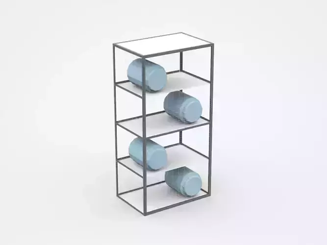 Industrial Shelf Cabinet With Industry Parts 3D model