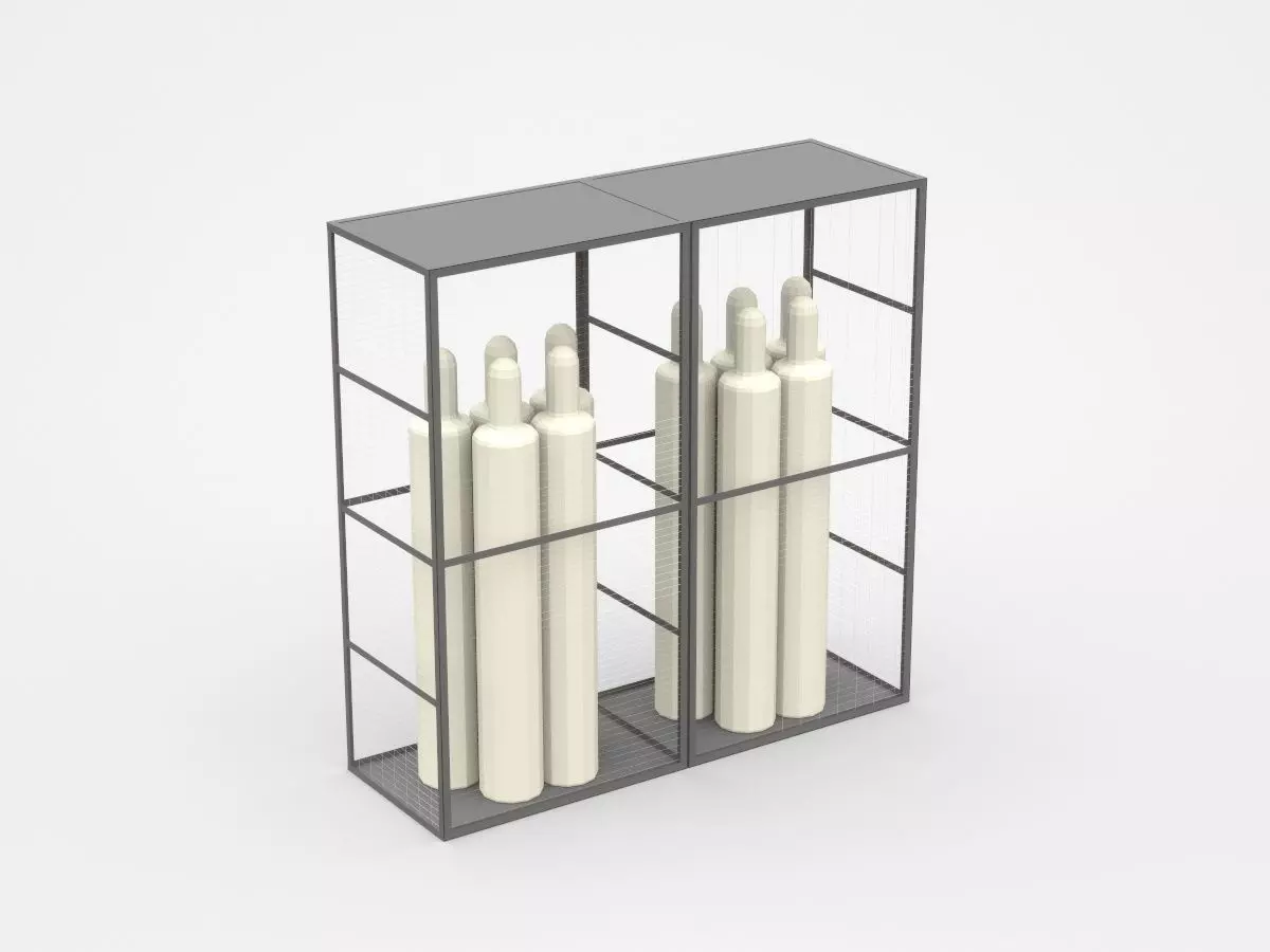 Transparent Industrial Cabinet With Tools 3D model_0