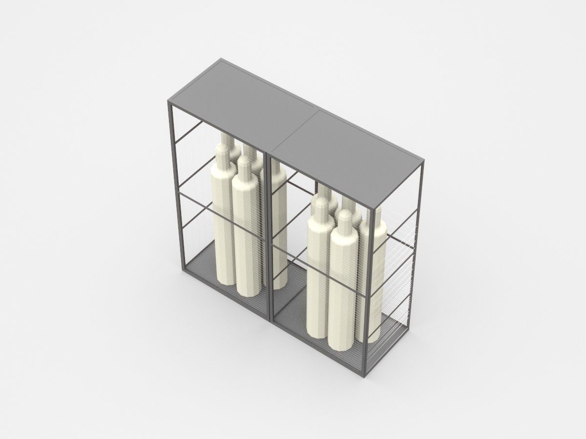 Transparent Industrial Cabinet With Tools 3D model_1
