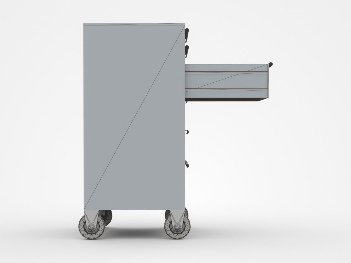 Blue Tool Cart On Wheels 3D model_5