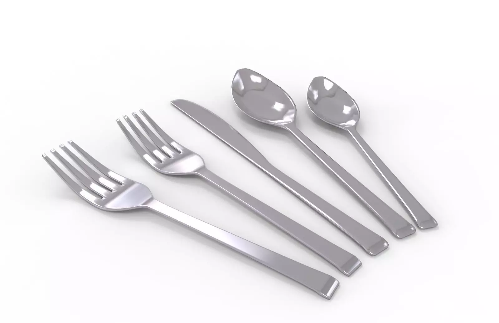Spoon and fork Low-poly 3D model_0