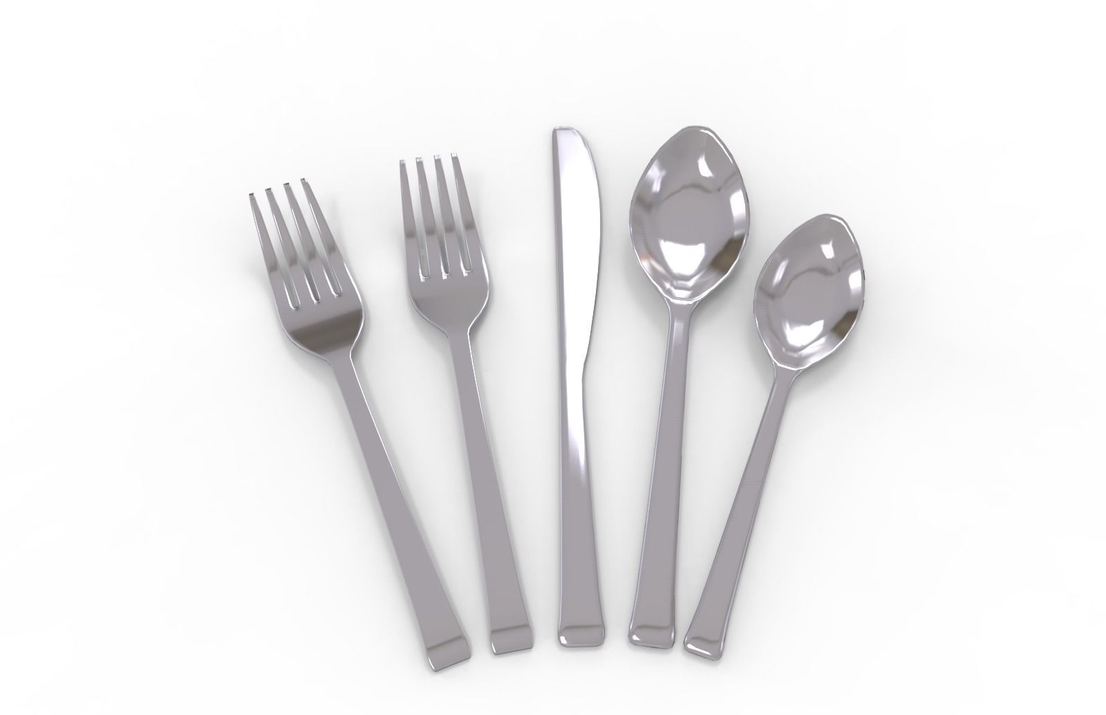 Spoon and fork Low-poly 3D model_2