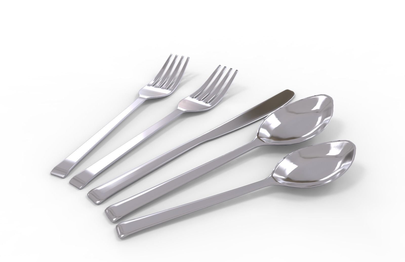 Spoon and fork Low-poly 3D model_5