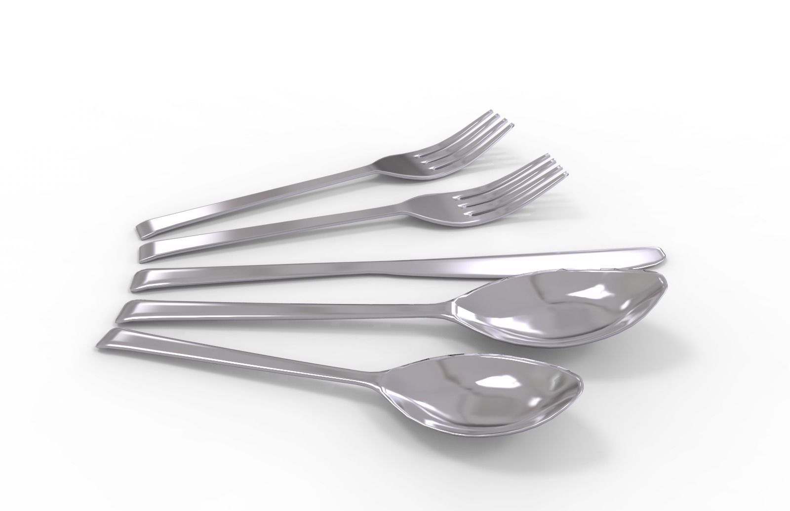 Spoon and fork Low-poly 3D model_6