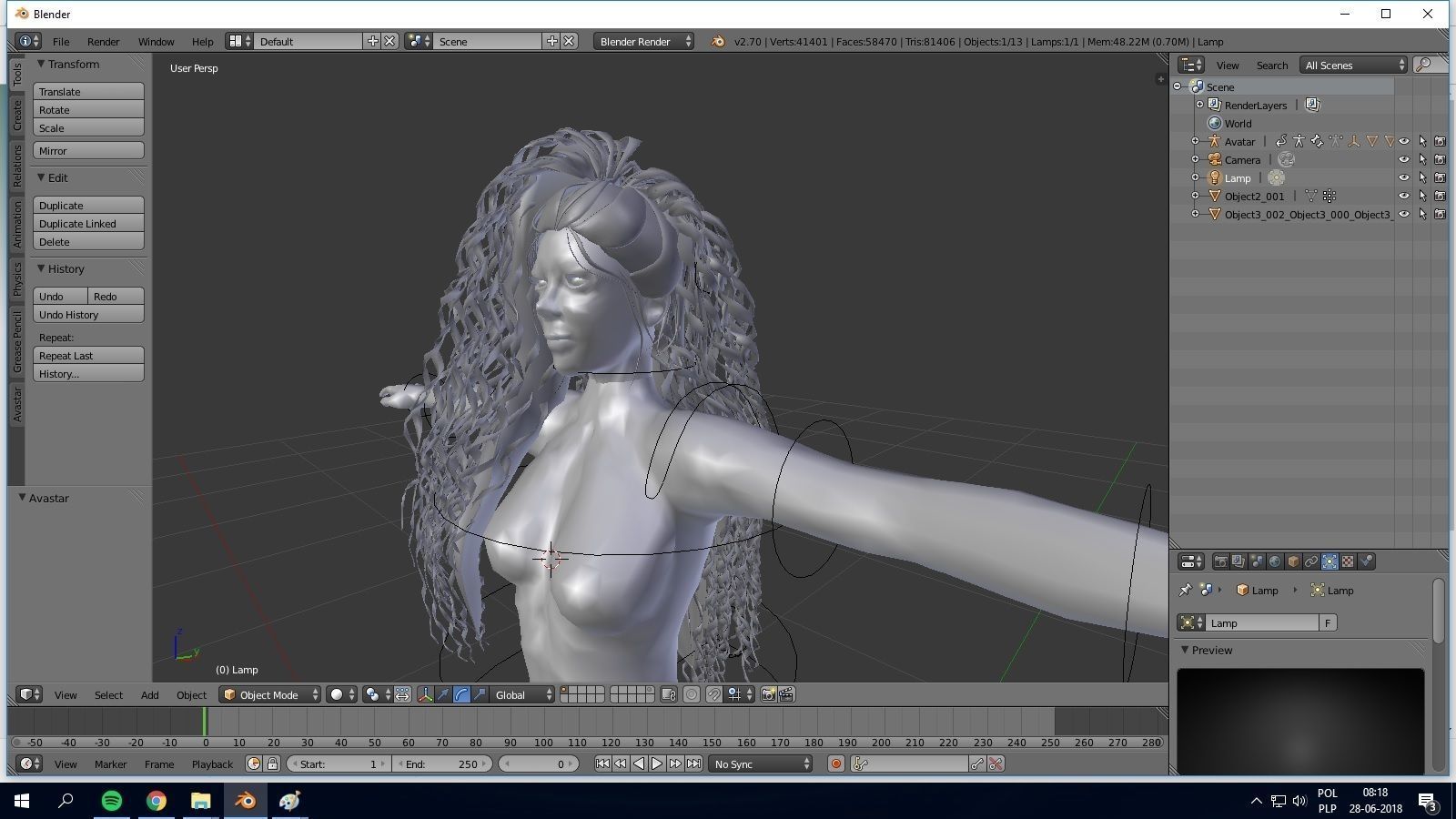 Female hair style rigged 3D model Low-poly 3D model_3