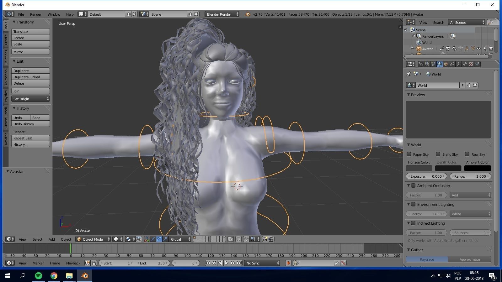 Female hair style rigged 3D model Low-poly 3D model_1