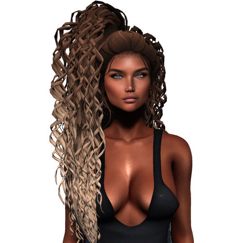 Female hair style rigged 3D model Low-poly 3D model