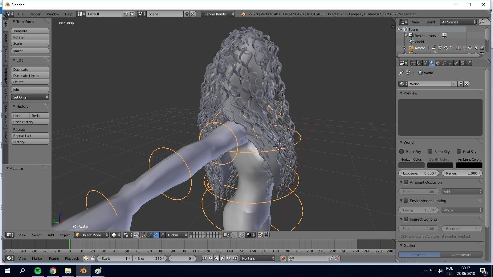 Female hair style rigged 3D model Low-poly 3D model_2