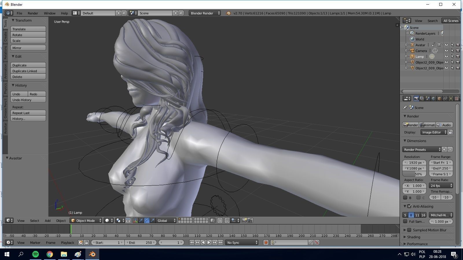 Female hair style rigged 3D model Low-poly 3D model_2