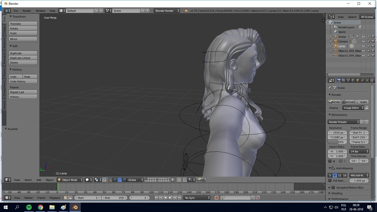 Female hair style rigged 3D model Low-poly 3D model_1