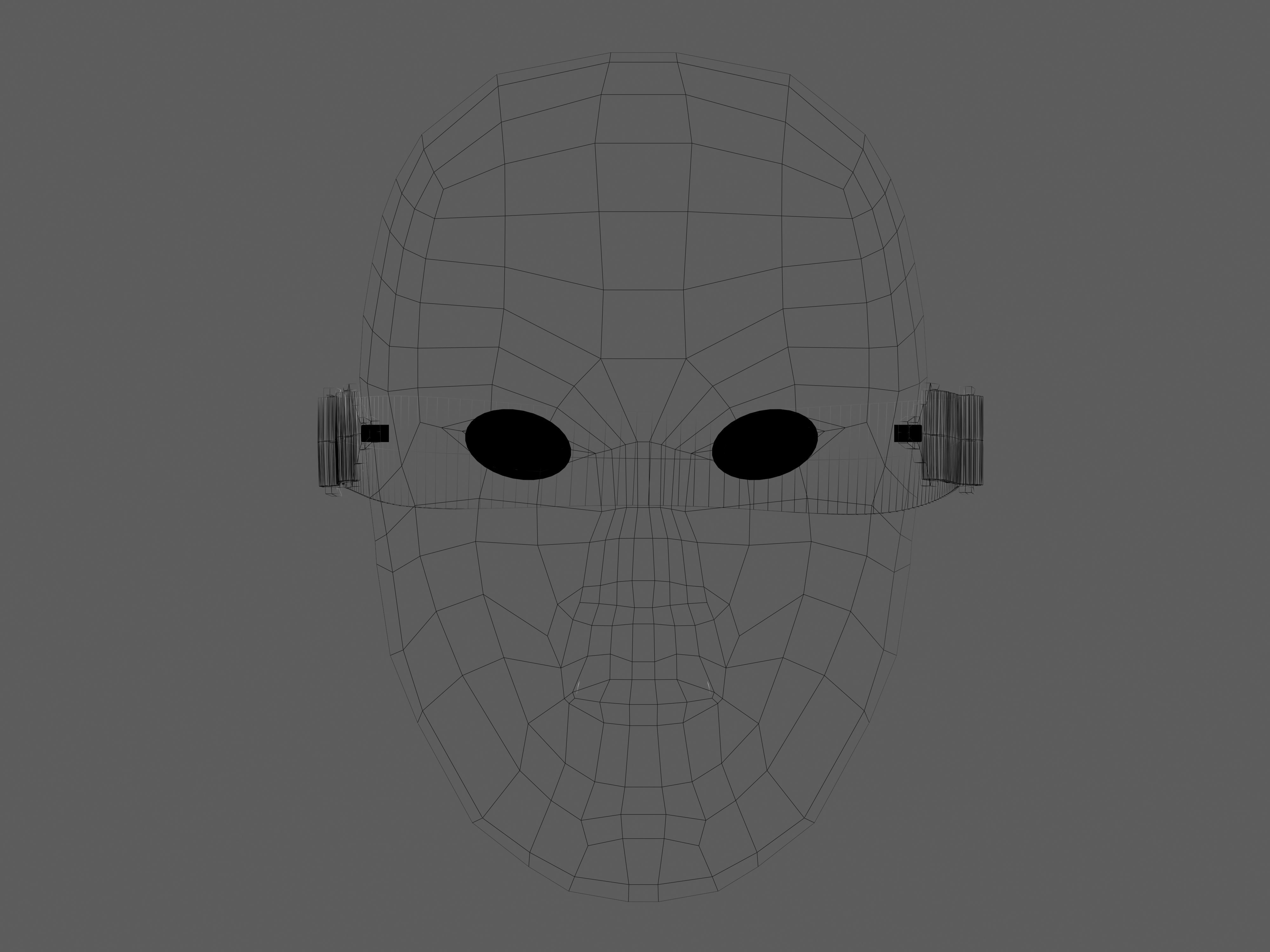 White mask Low-poly 3D model_3