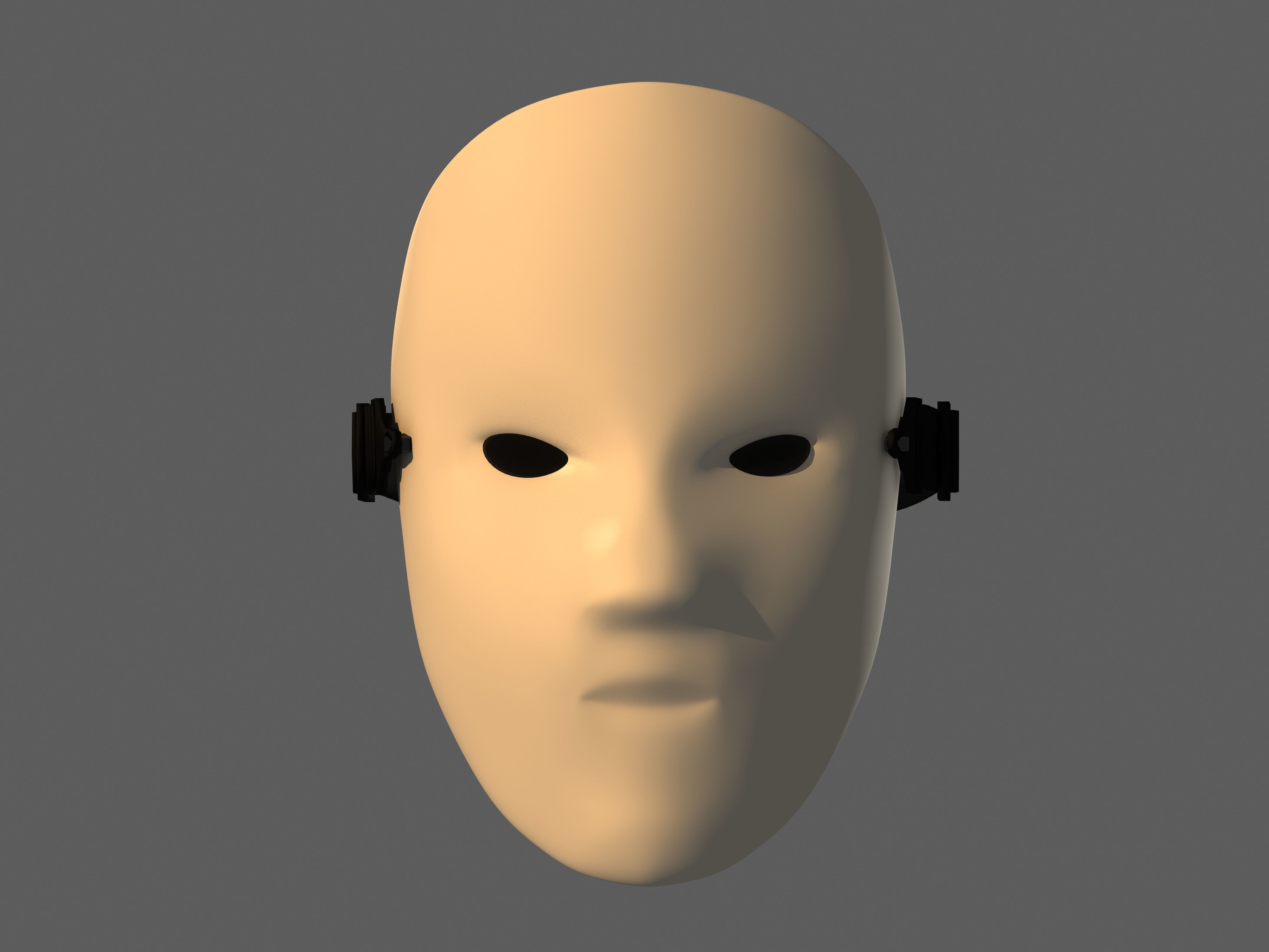 White mask Low-poly 3D model_2