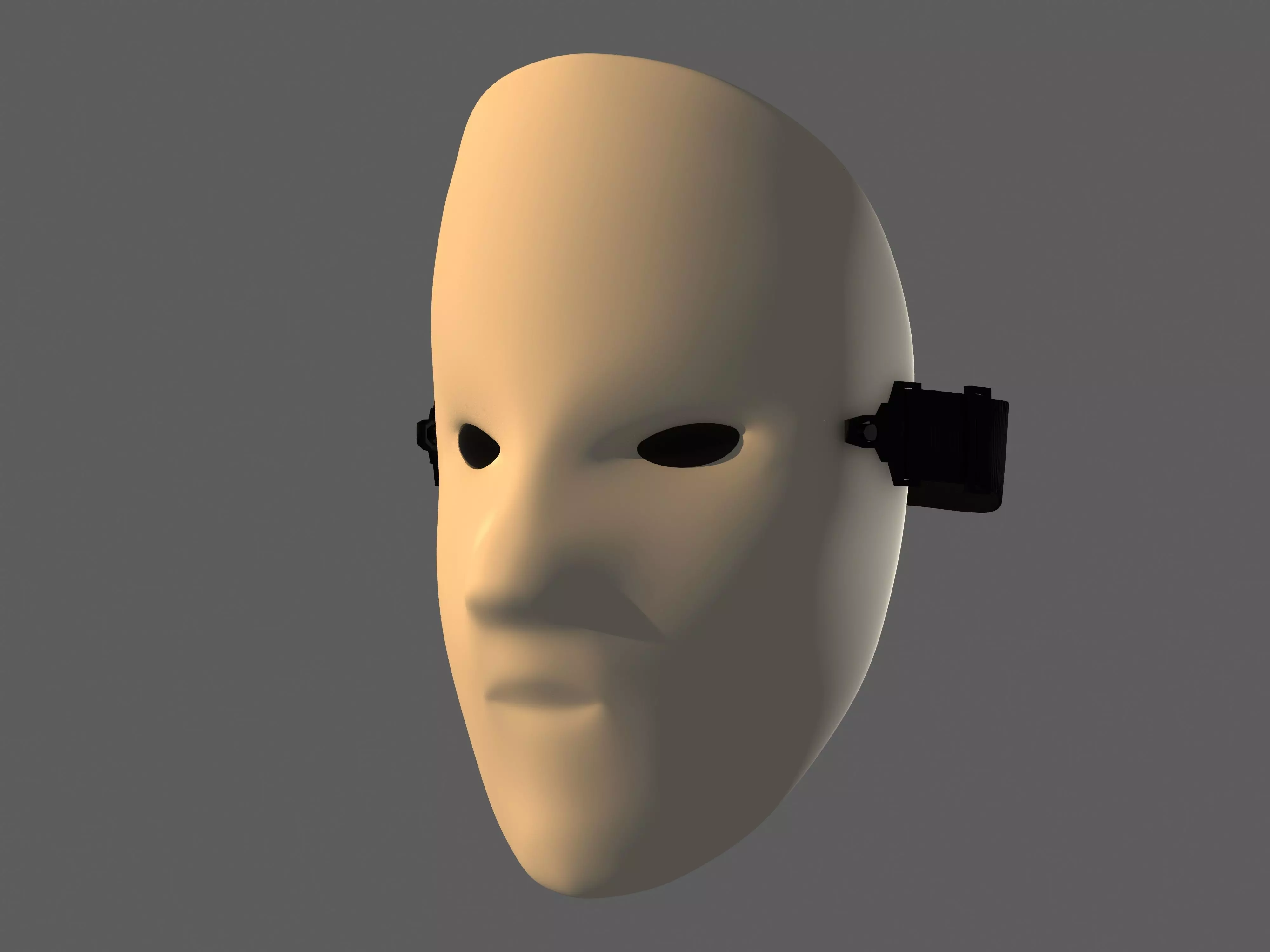 White mask Low-poly 3D model_0