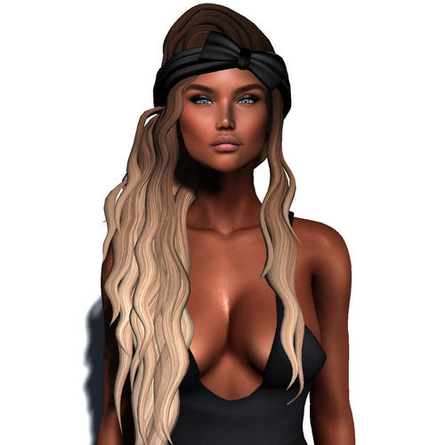 Female hair style rigged 3D model Low-poly 3D model