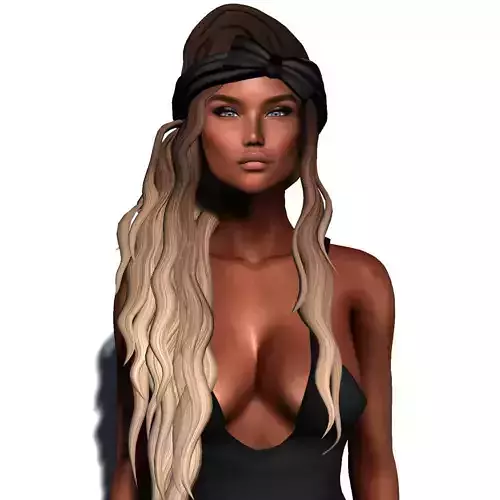 Female hair style rigged 3D model Low-poly 3D model