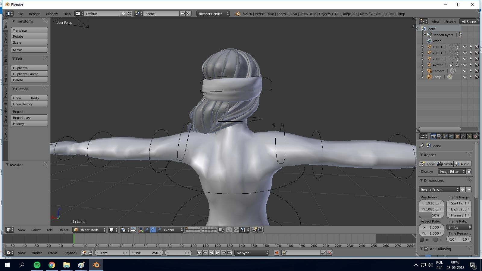 Female hair style rigged 3D model Low-poly 3D model_2