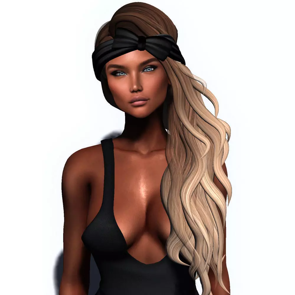 Female hair style rigged 3D model Low-poly 3D model_0