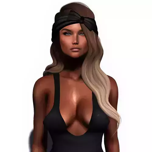 Female hair style rigged 3D model