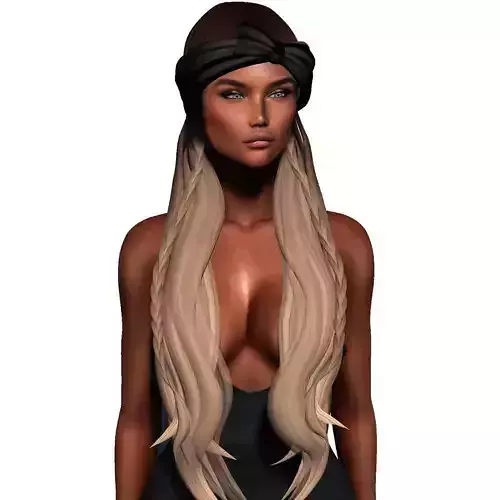 Female hair style rigged 3D model