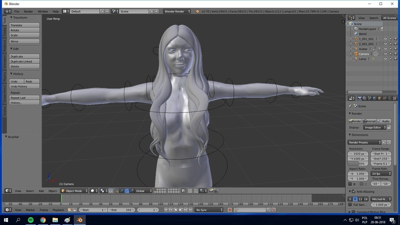 Female hair style rigged 3D model 3D model_2