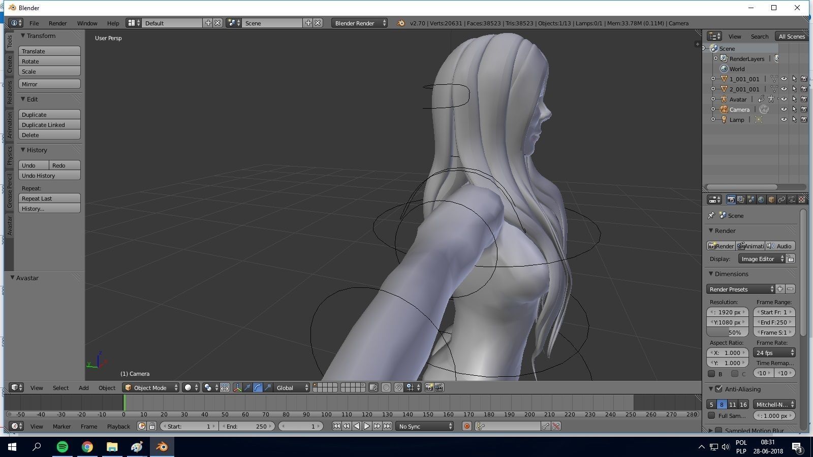 Female hair style rigged 3D model 3D model_4