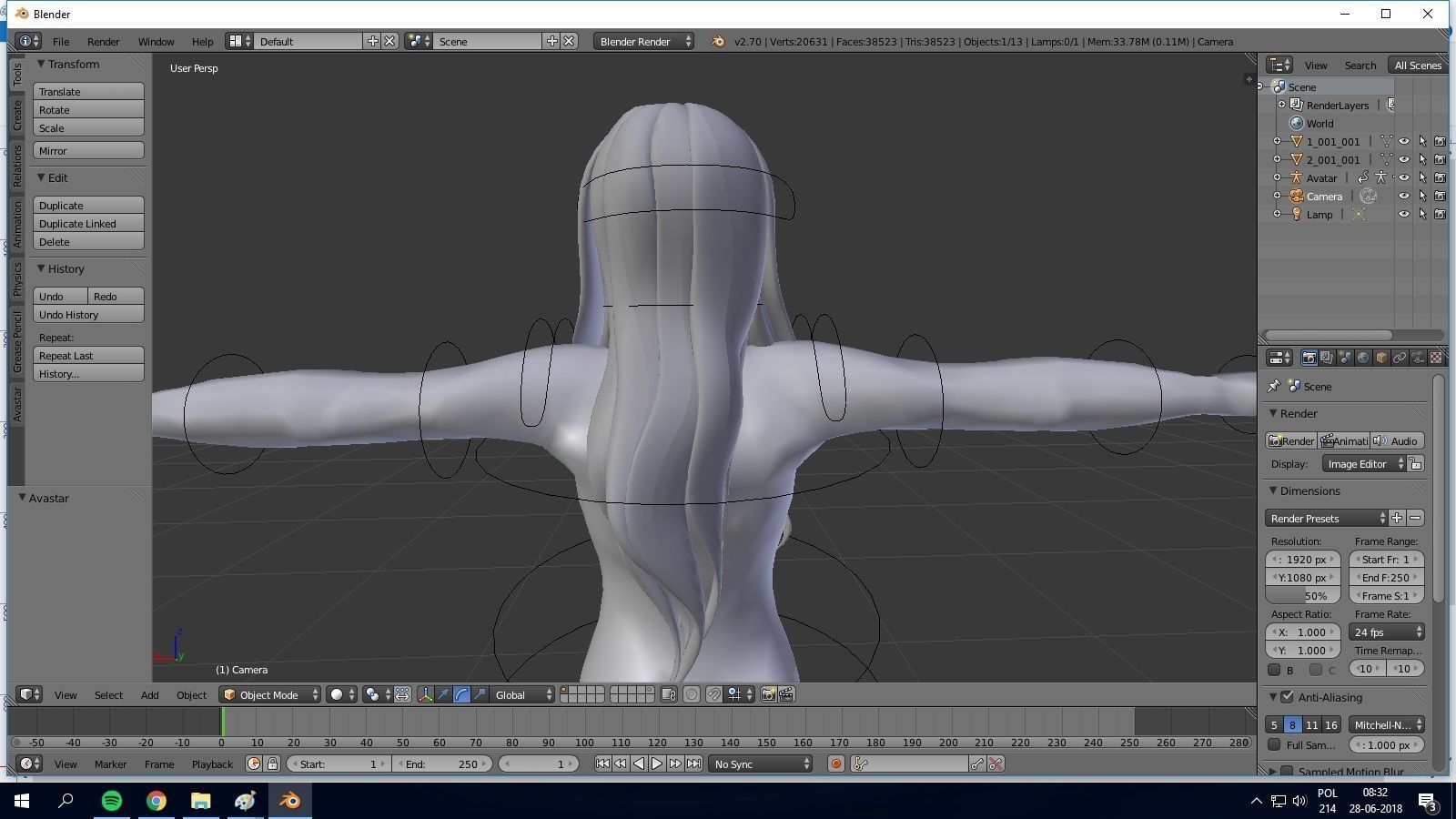 Female hair style rigged 3D model 3D model_1