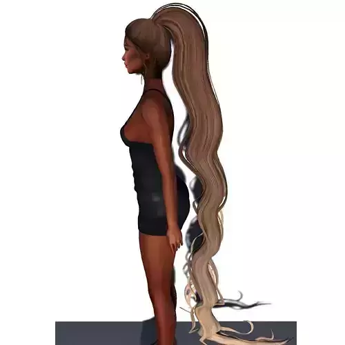 Female hair style rigged 3D model