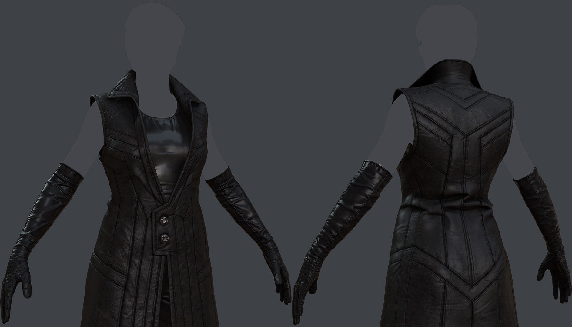 Female 1 - clothing 6 - just clothing Low-poly 3D model_3