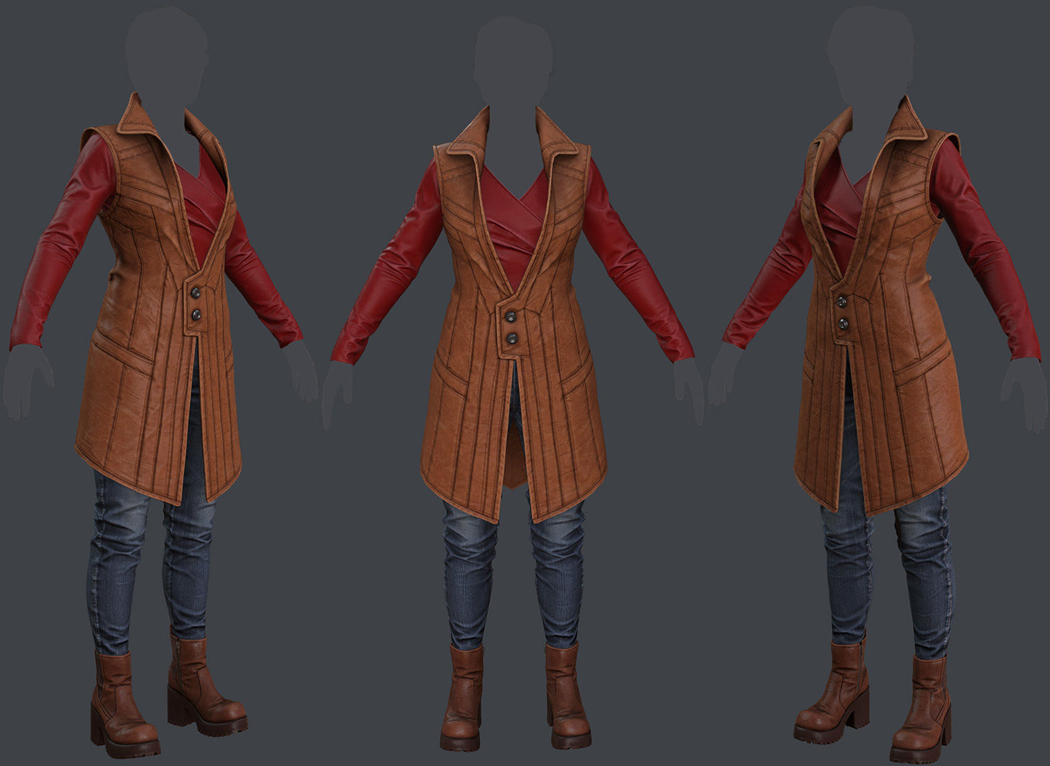 Female 1 - clothing 6 - just clothing Low-poly 3D model_4