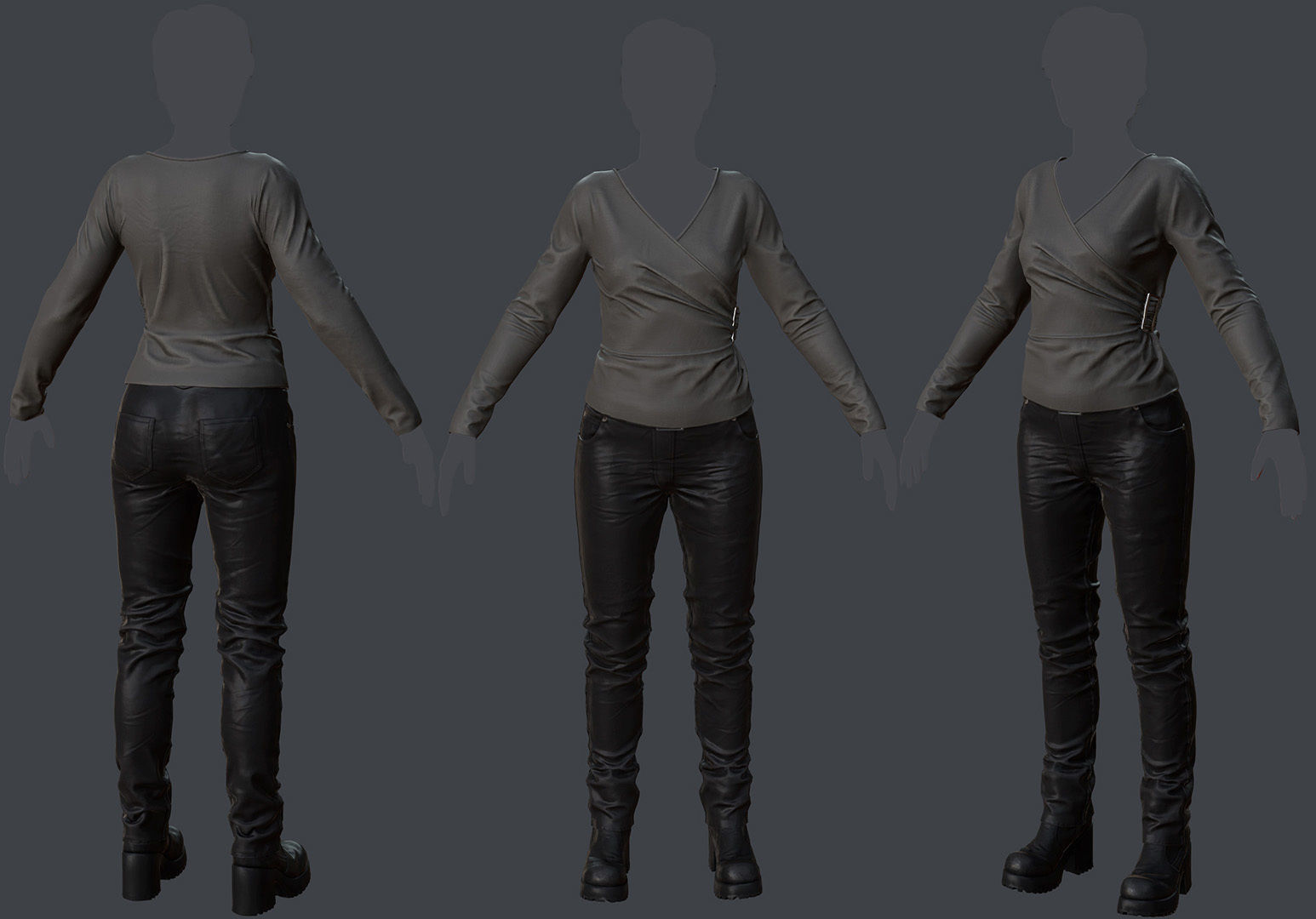 Female 1 - clothing 6 - just clothing Low-poly 3D model_9