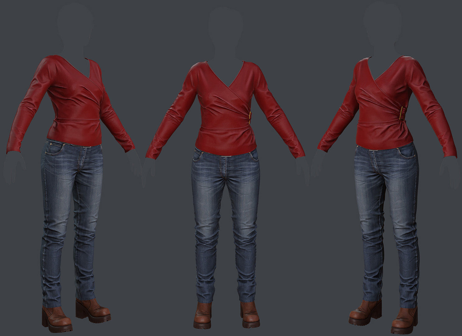 Female 1 - clothing 6 - just clothing Low-poly 3D model_8
