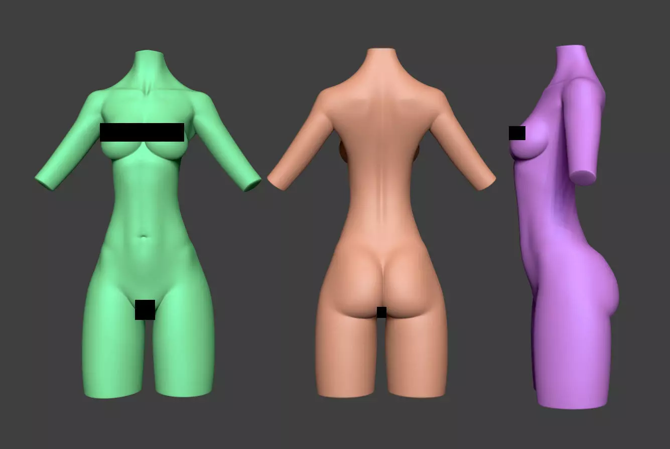 Female Torso 15 Low-poly 3D model_0