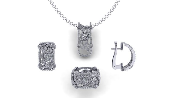 Flower Jewelry Set 3D print model
