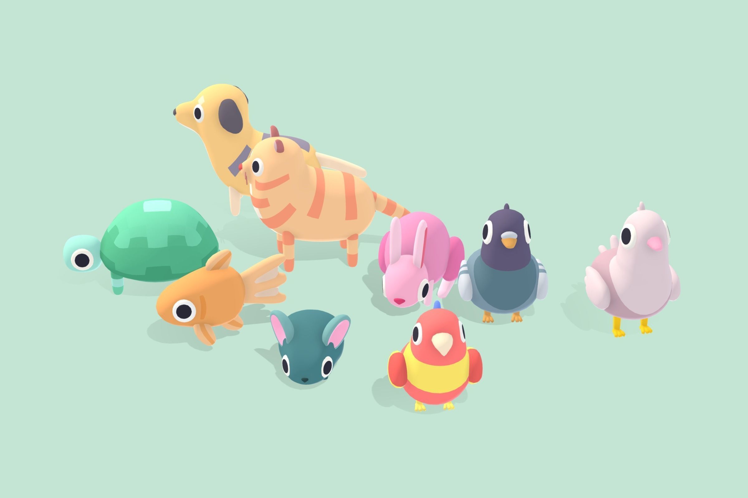 Quirky Series - Pet Animals Vol 1 Low-poly 3D model_1