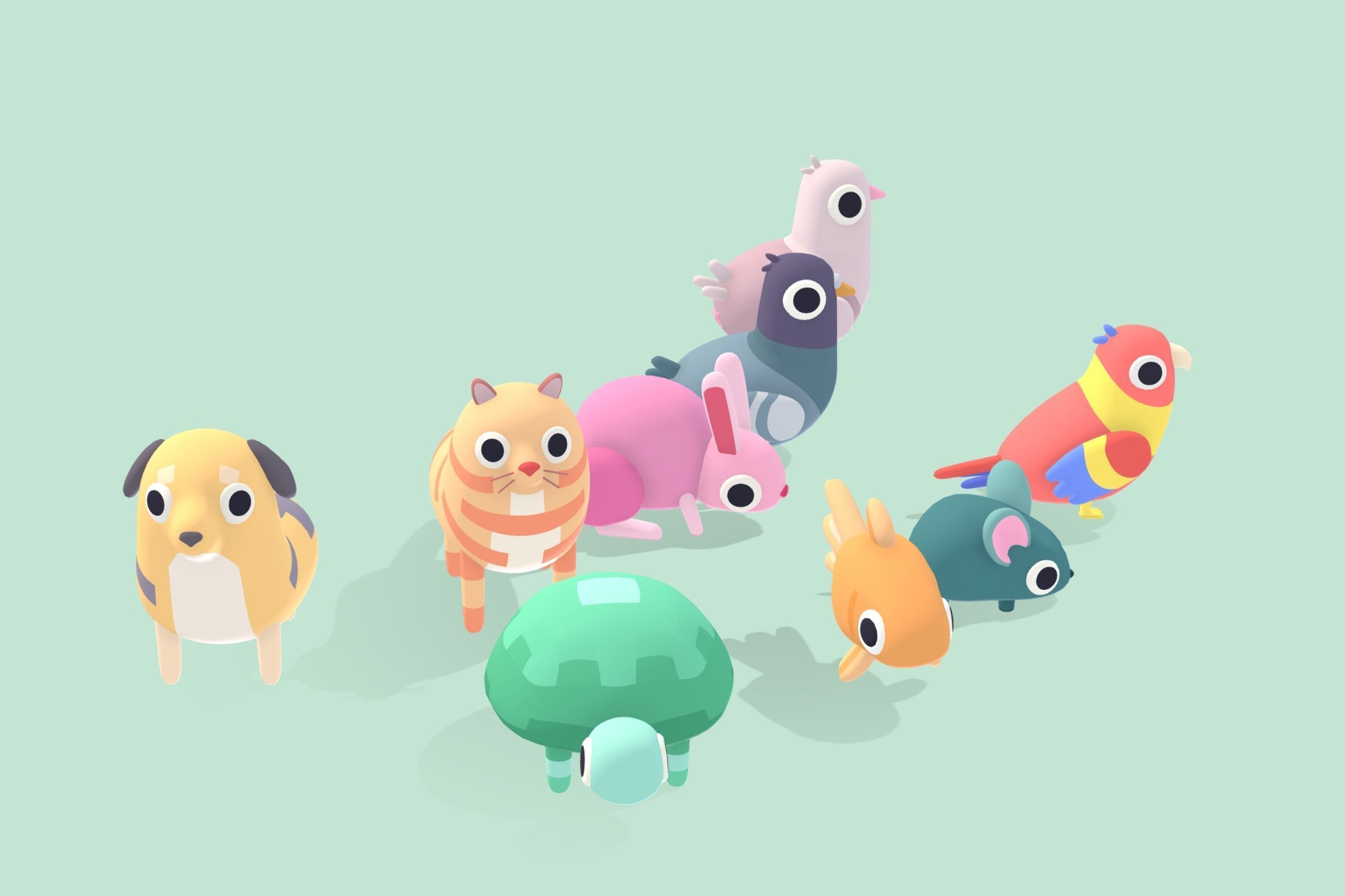 Quirky Series - Pet Animals Vol 1 Low-poly 3D model_2