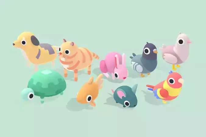 Quirky Series - Pet Animals Vol 1 Low-poly 3D model