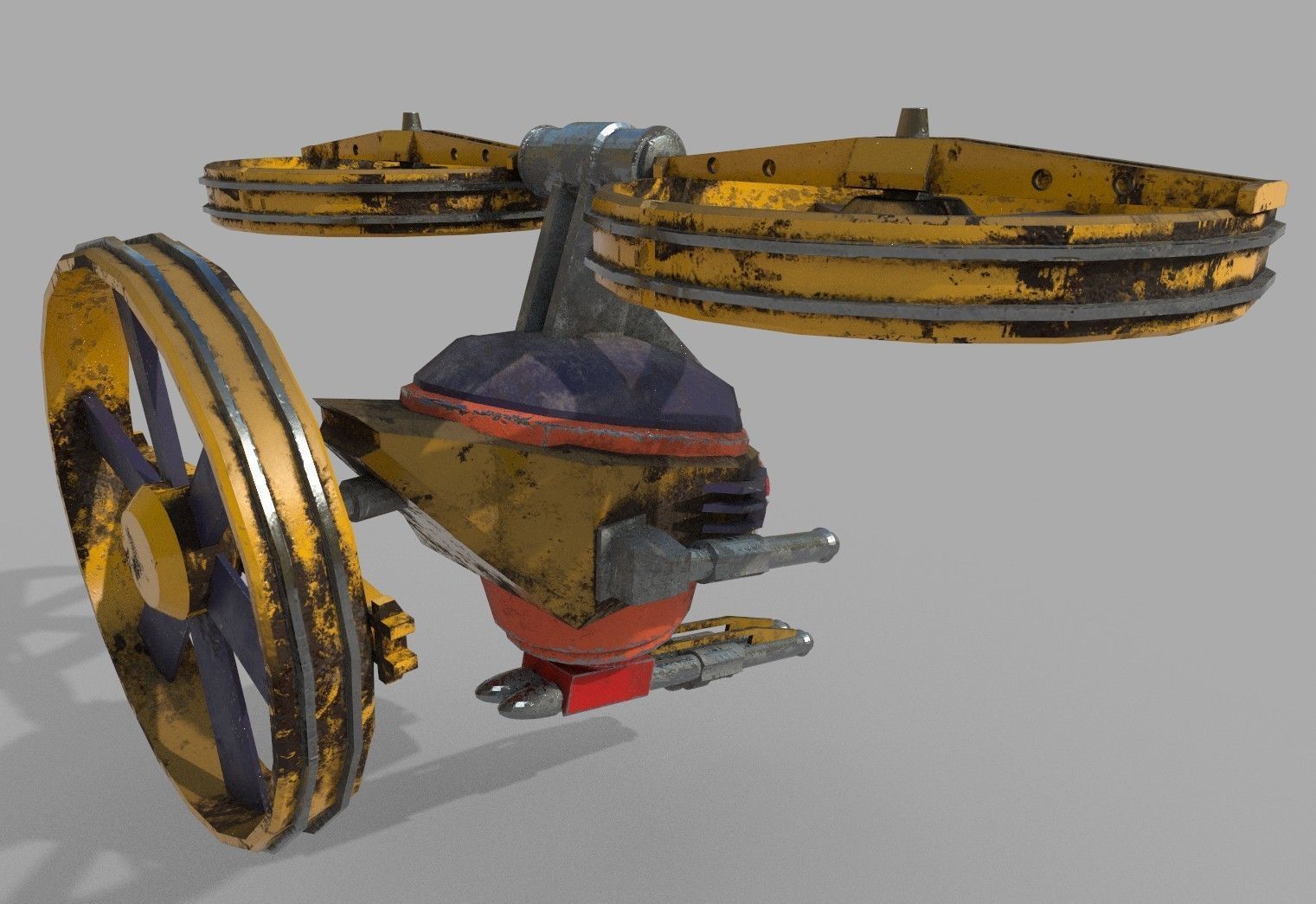 Gunship Spaceship Lowpoly  Free low-poly 3D model_5