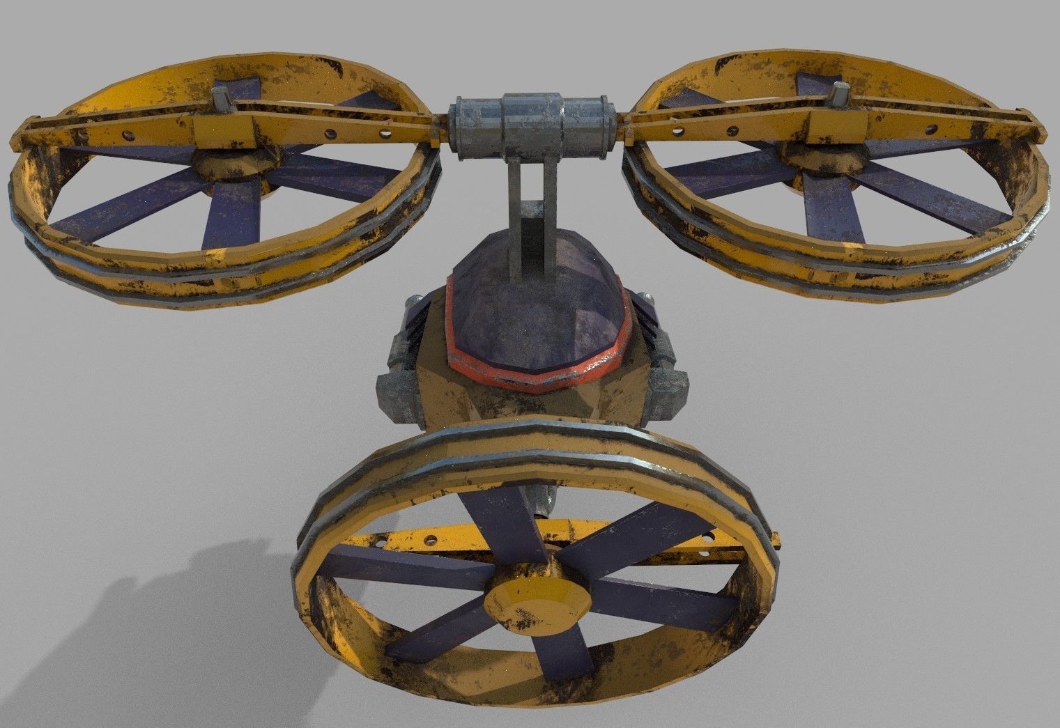 Gunship Spaceship Lowpoly  Free low-poly 3D model_1