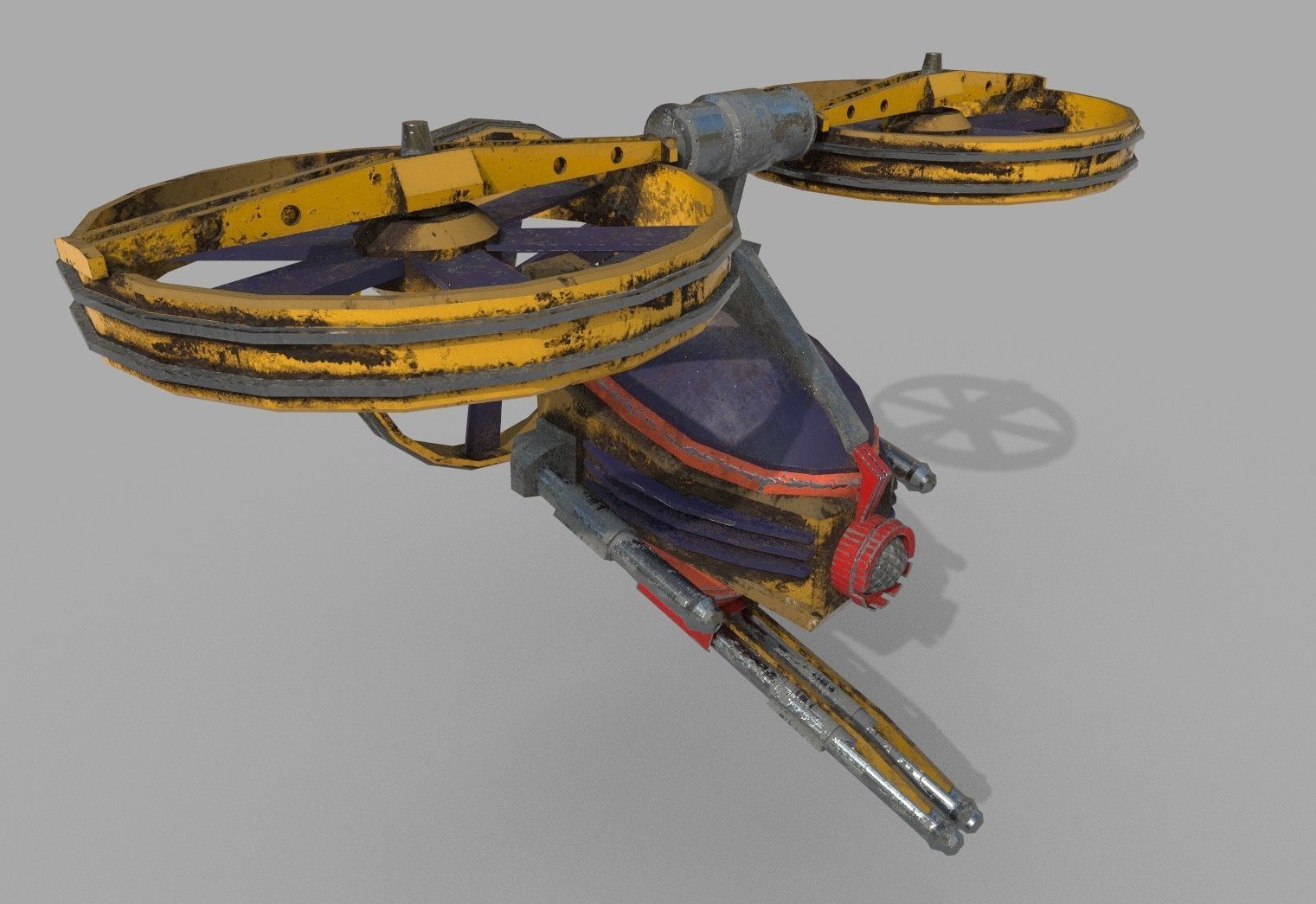 Gunship Spaceship Lowpoly  Free low-poly 3D model_4