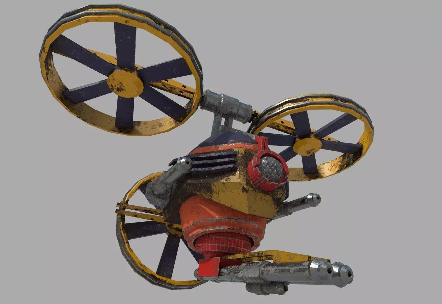 Gunship Spaceship Lowpoly  Free low-poly 3D model_0