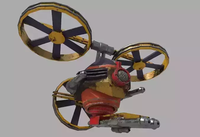 Gunship Spaceship Lowpoly 