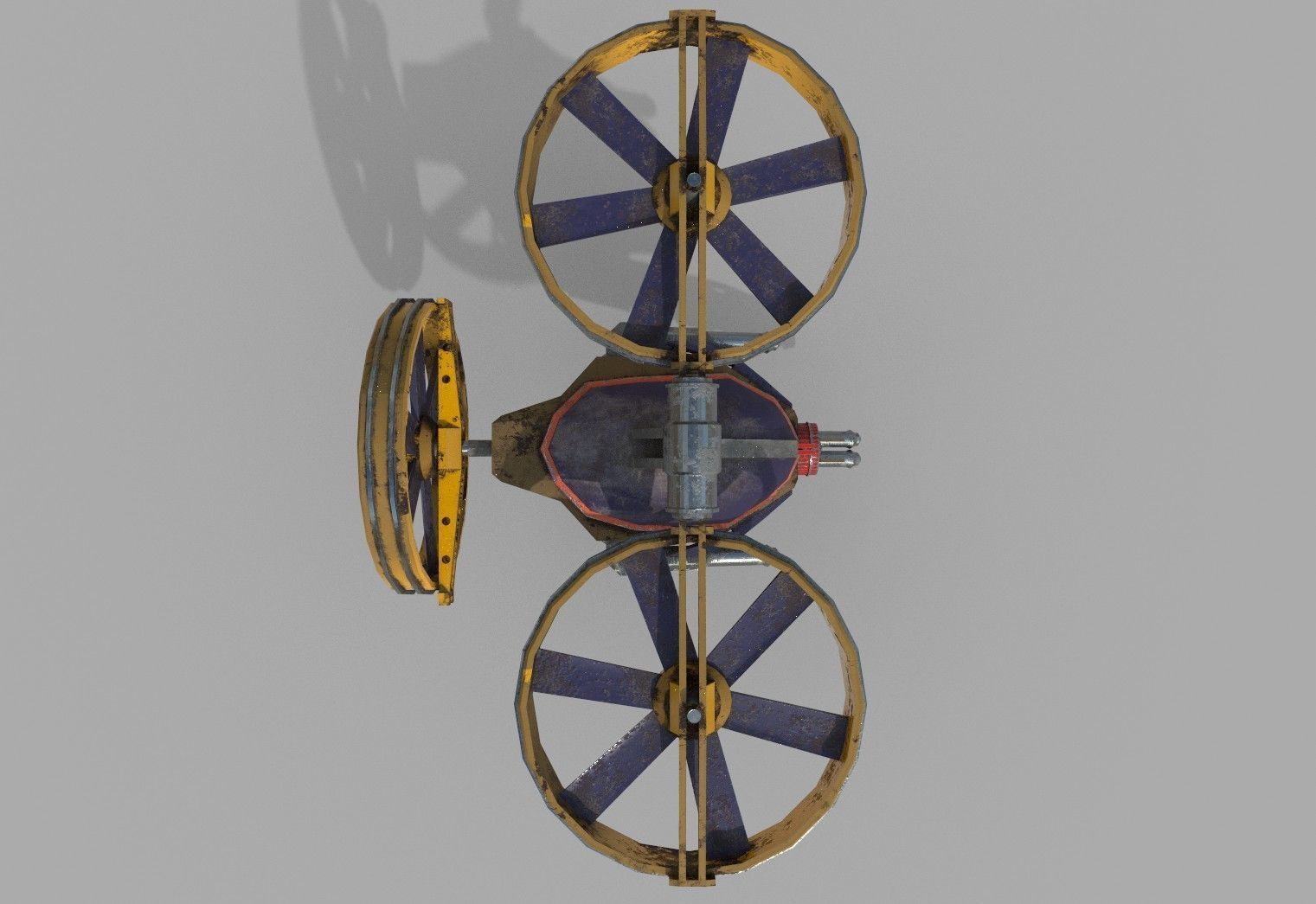 Gunship Spaceship Lowpoly  Free low-poly 3D model_3