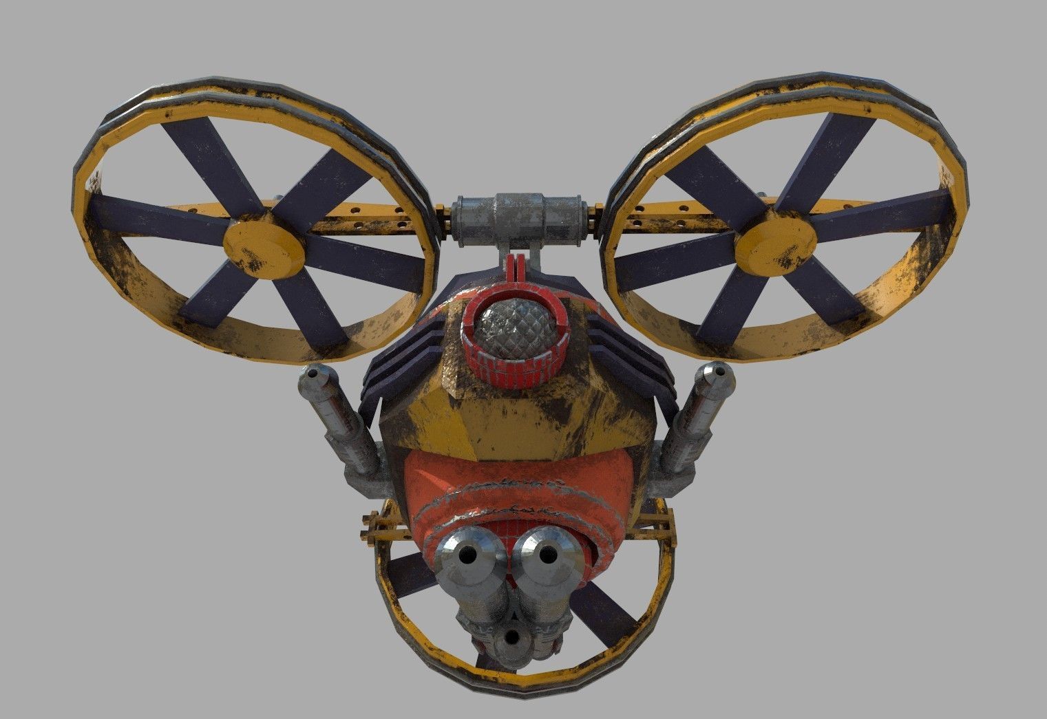 Gunship Spaceship Lowpoly  Free low-poly 3D model_2