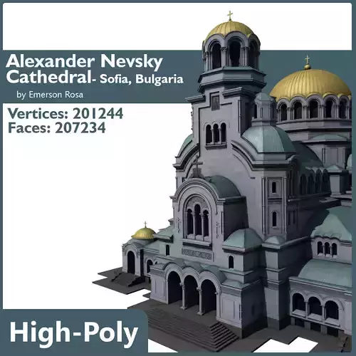 Alexander Nevsky Cathedral - Sofia Low-poly 3D model