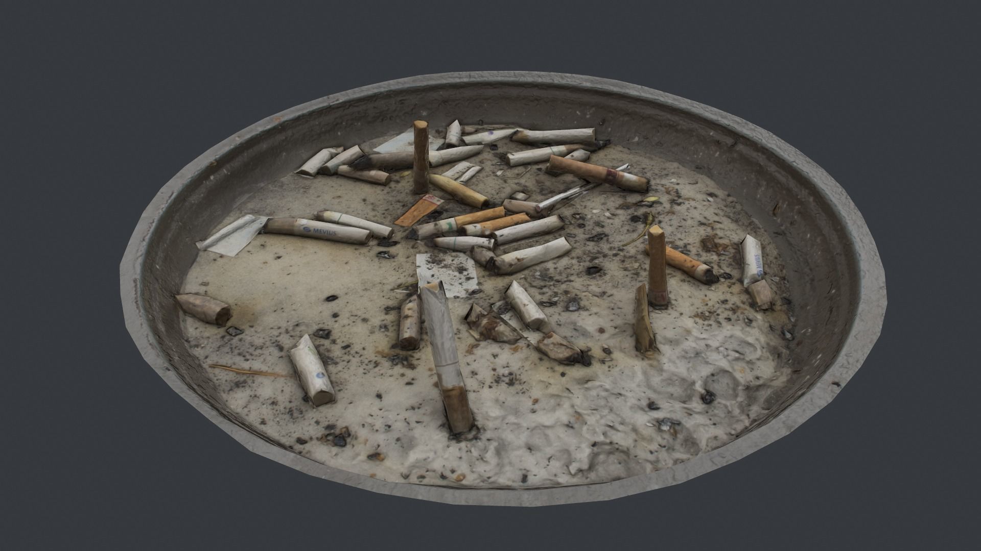 Cigarette Ash Tray Container - 3D Scan Low-poly 3D model_3