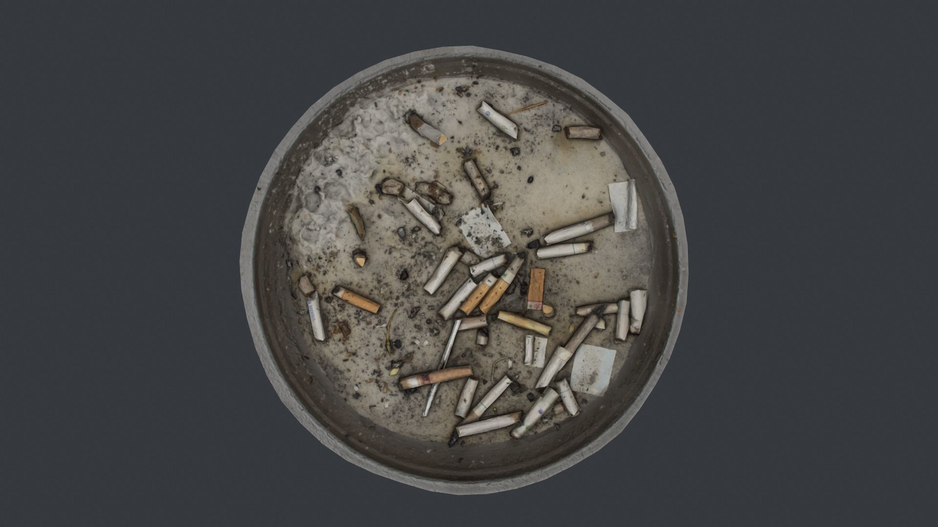 Cigarette Ash Tray Container - 3D Scan Low-poly 3D model_1
