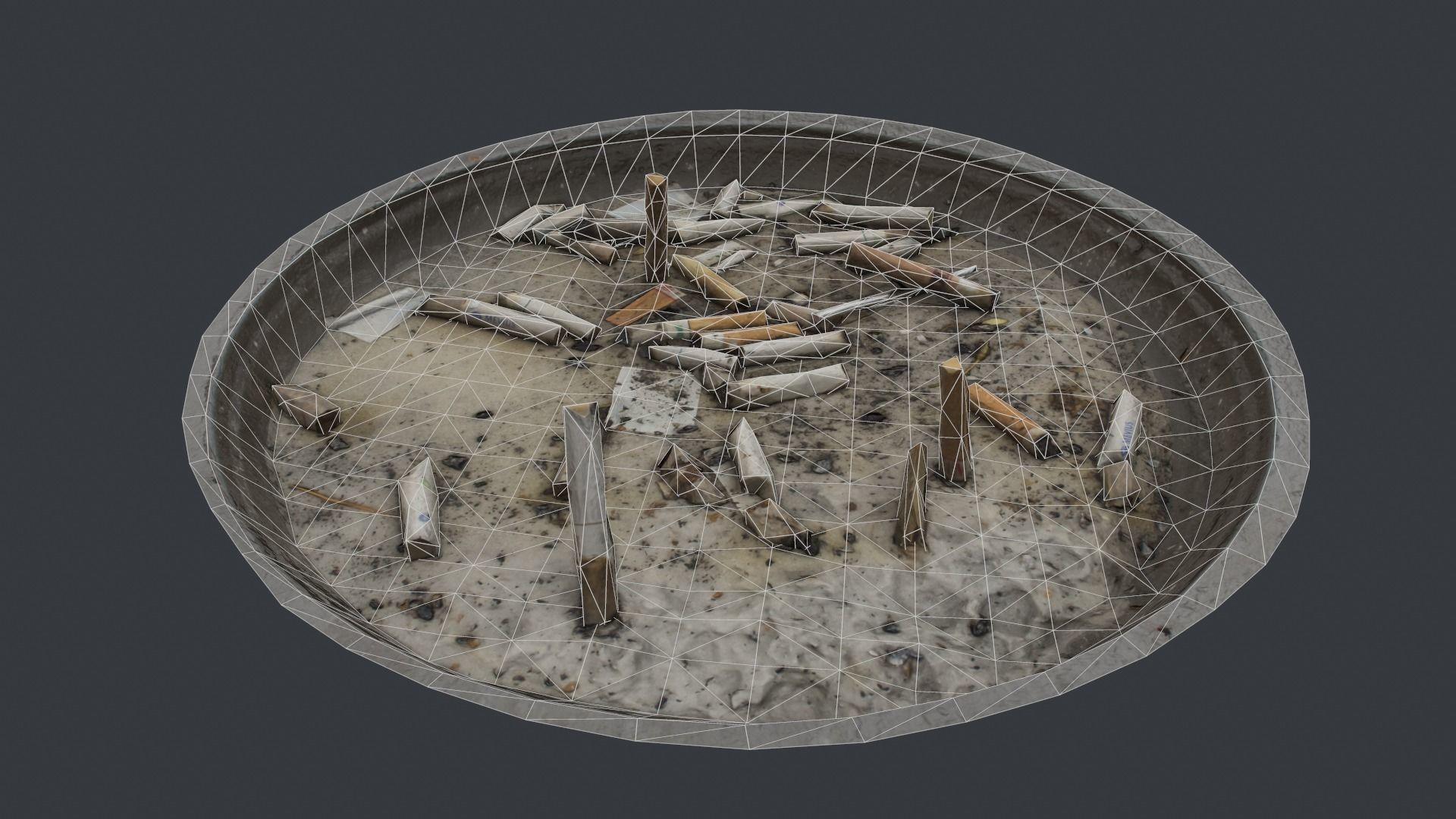 Cigarette Ash Tray Container - 3D Scan Low-poly 3D model_4